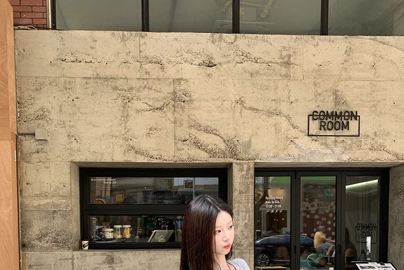 Neck Short Henley Tee Plain Sleeve