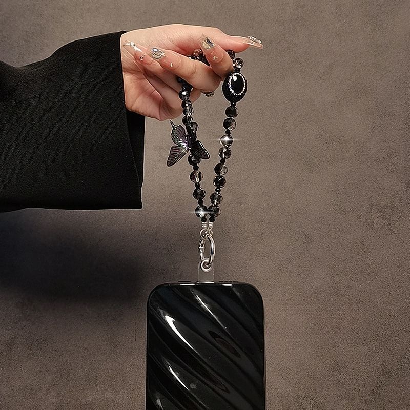 Crystal Butterfly Faux Strap Phone