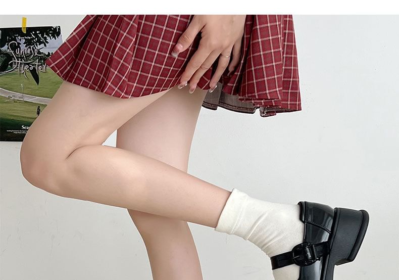 Leather Faux Shoes Jane Plain Platform Mary Buckled