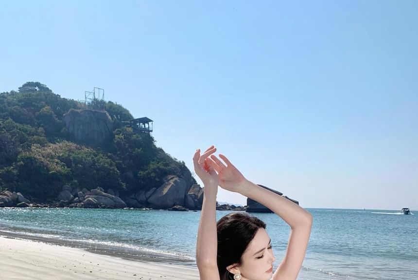 Floral Set: Skirt Top + Halter Midi A-Line Waist V-Neck High Crop