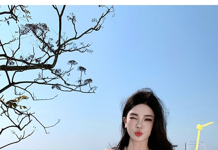 Ruched Strap Dress Plain A-Line V-Neck Spaghetti Maxi