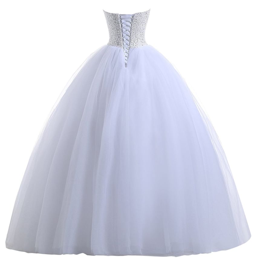 Mesh Plain Panel Sequin Wedding A-Line Tube Gown