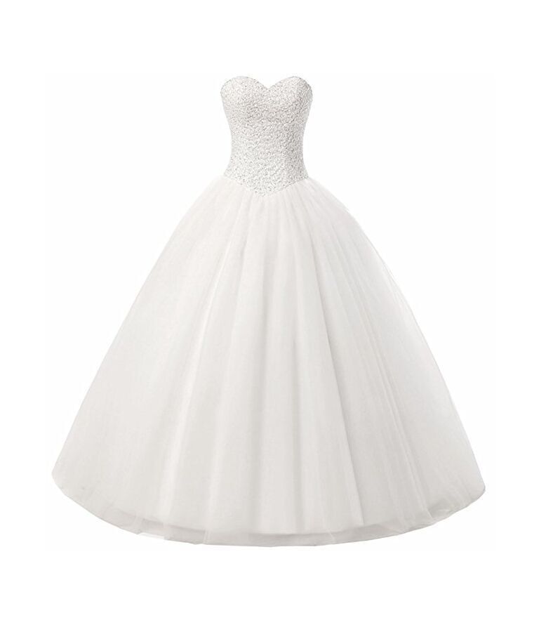 Mesh Plain Panel Sequin Wedding A-Line Tube Gown