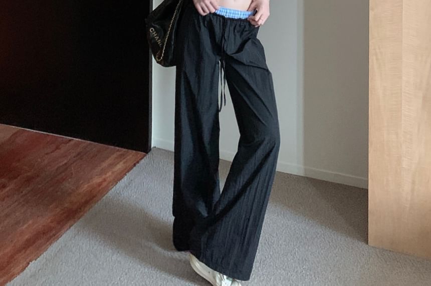 Pants Leg Waist V-Neck / Top Low Button-Up Halter Wide Crop Gingham