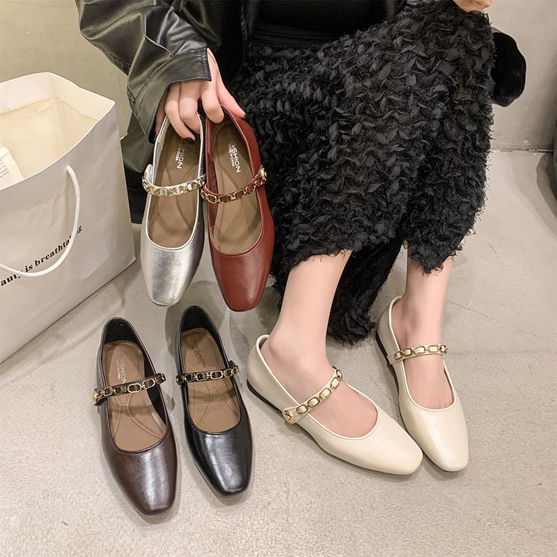Jane Toe Flats Square Mary