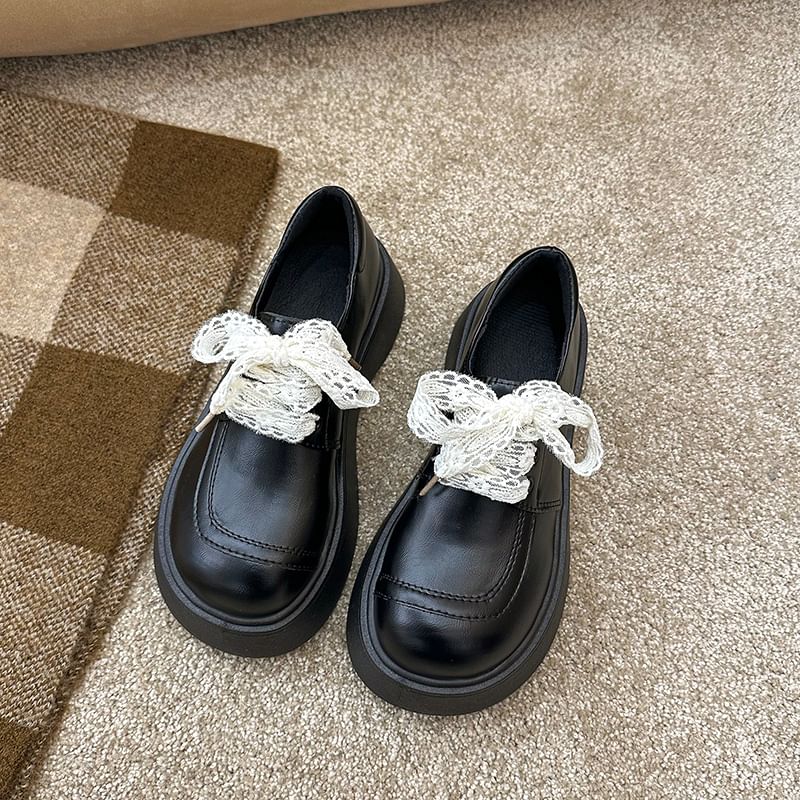 Shoes Platform Lace Panel Up