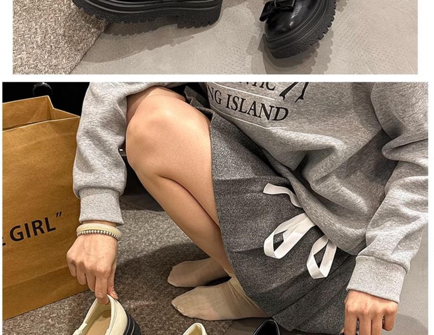 Platform Shoes Jane Mary Frill Bow