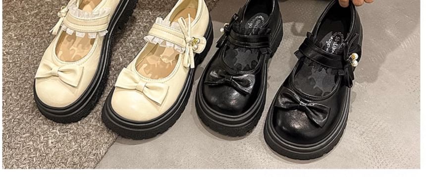 Platform Shoes Jane Mary Frill Bow