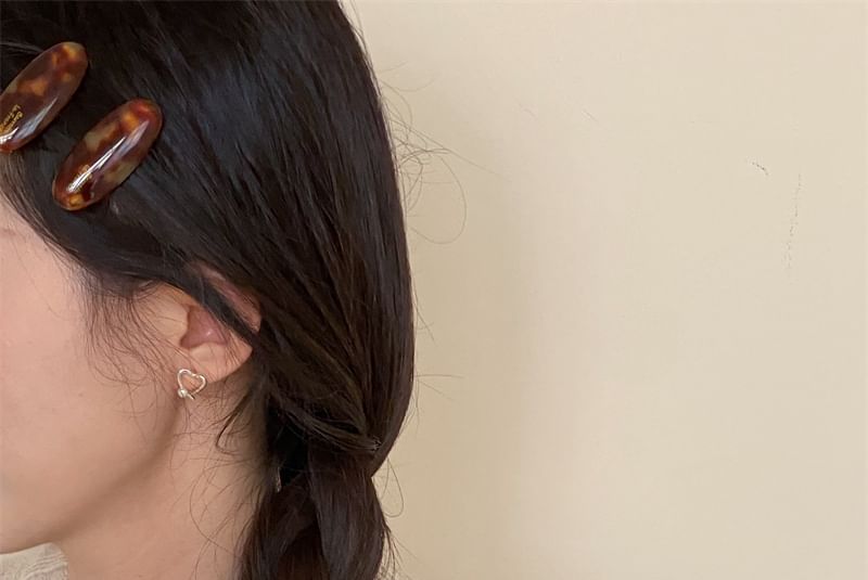 Earring Stud 925 Sterling Pearl Heart Silver Faux