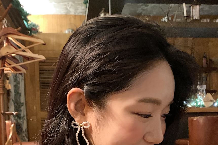 Stud 925 Sterling Beaded Silver Bow Earring