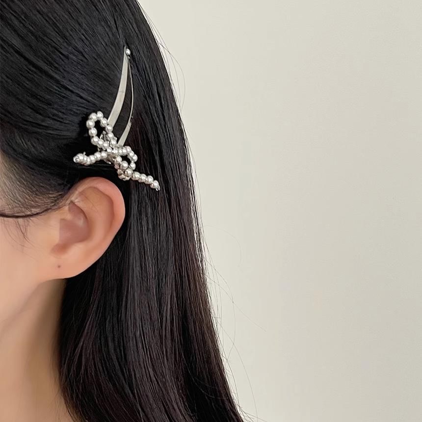 Clip Hair Bow Set Beaded Alloy