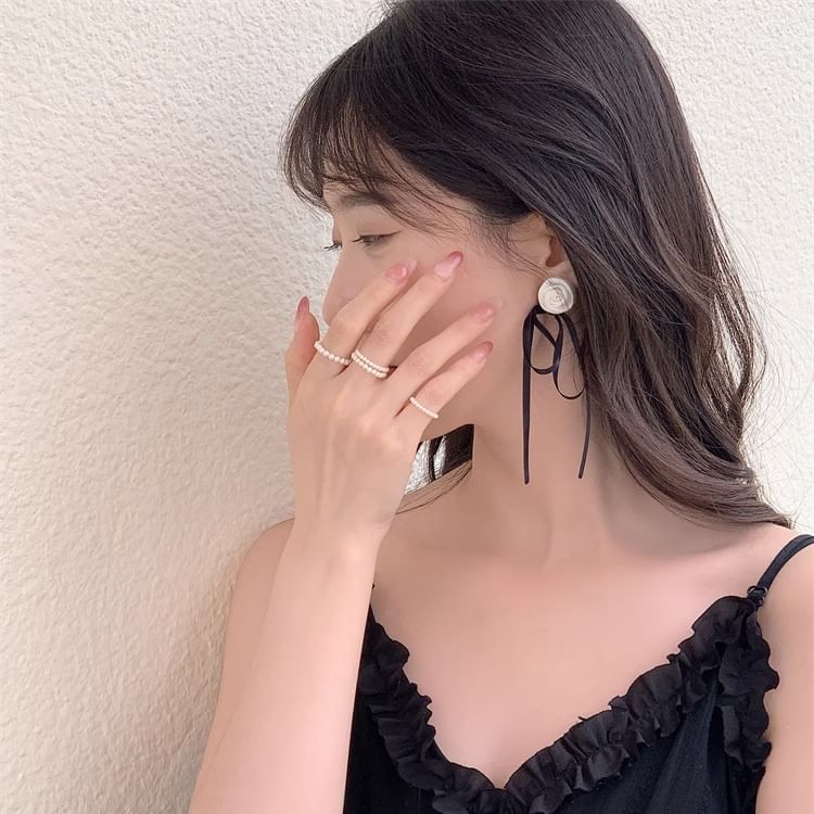 Flower Earring Ribbon Stud