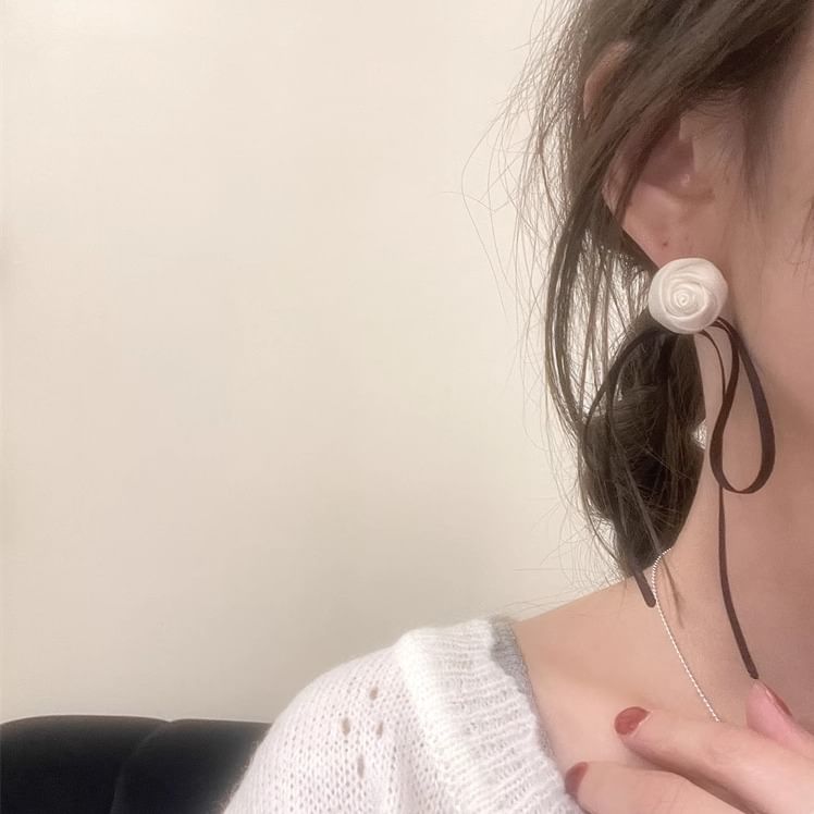 Flower Earring Ribbon Stud