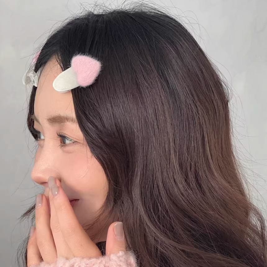 Hair Heart Fluffy Clip Set