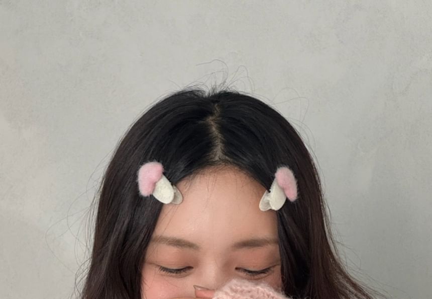 Hair Heart Fluffy Clip Set