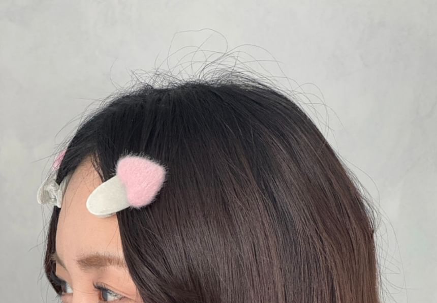 Hair Heart Fluffy Clip Set