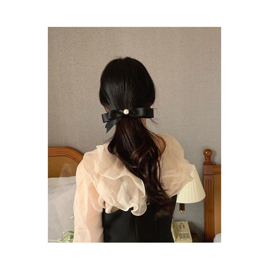 Hair Pearl Faux Bow Clip