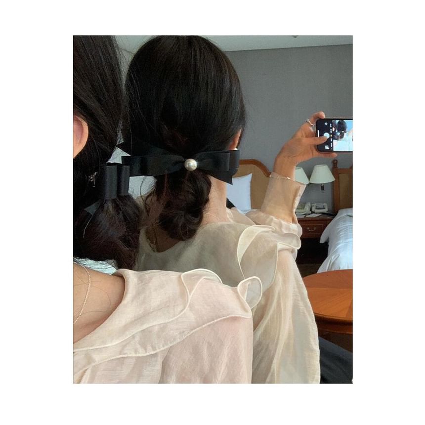 Hair Pearl Faux Bow Clip