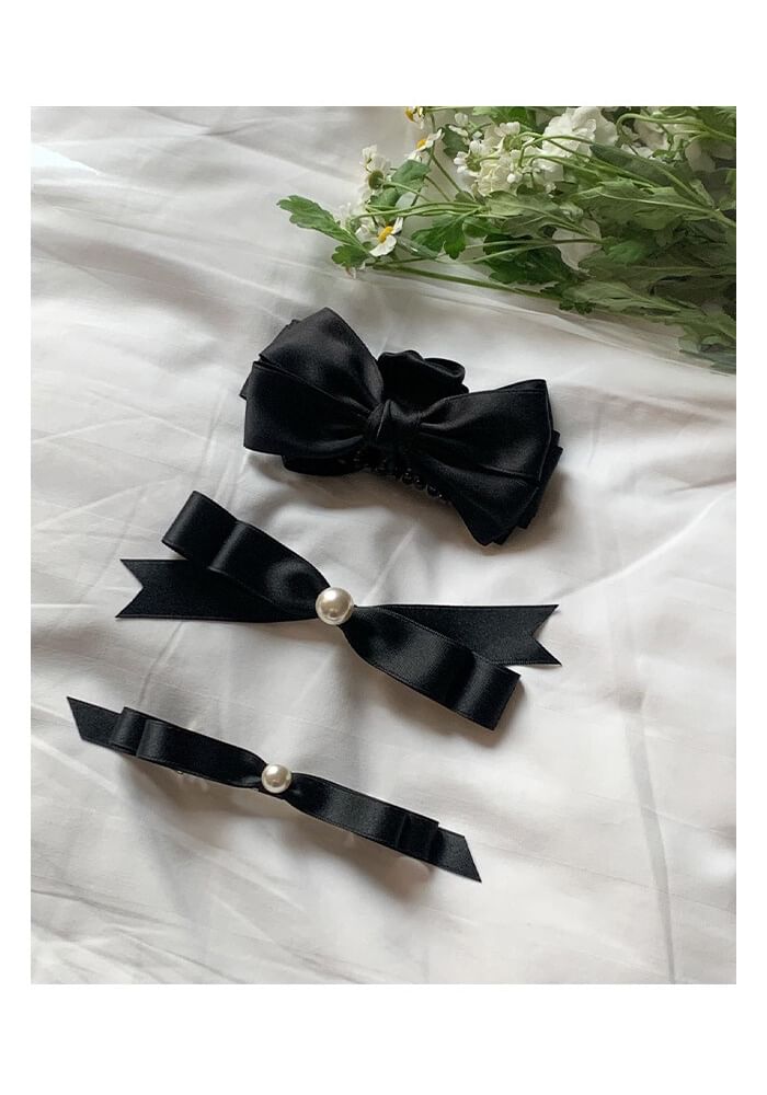 Hair Pearl Faux Bow Clip