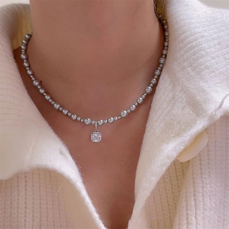 Beaded Rhinestone Necklace