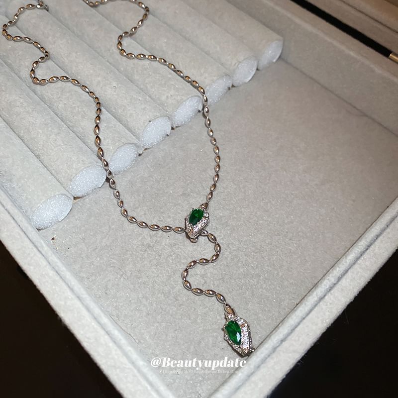 Lariat Necklace Rhinestone Waterdrop Pendant