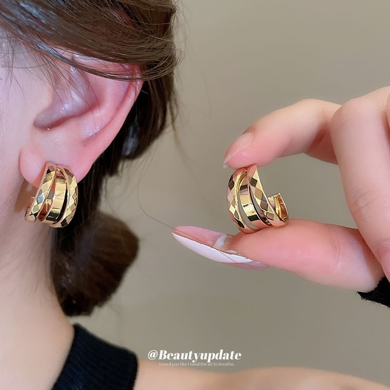 Geometric Layered Hoop Earring