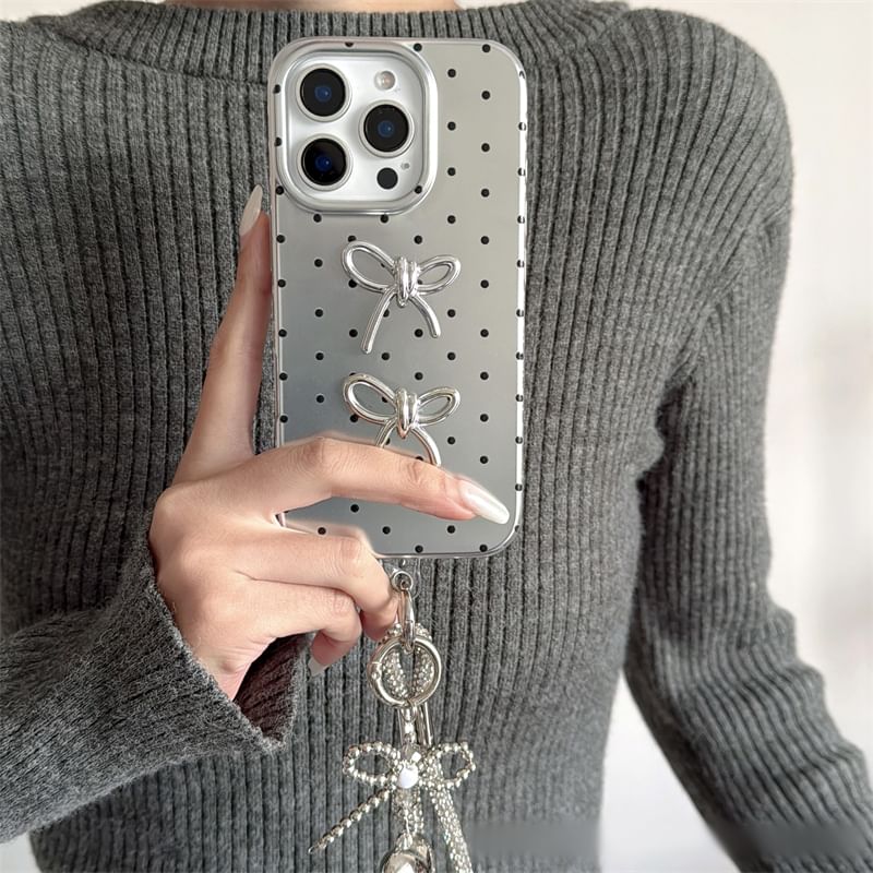 Set Bow / Case Dot Polka Phone Strap