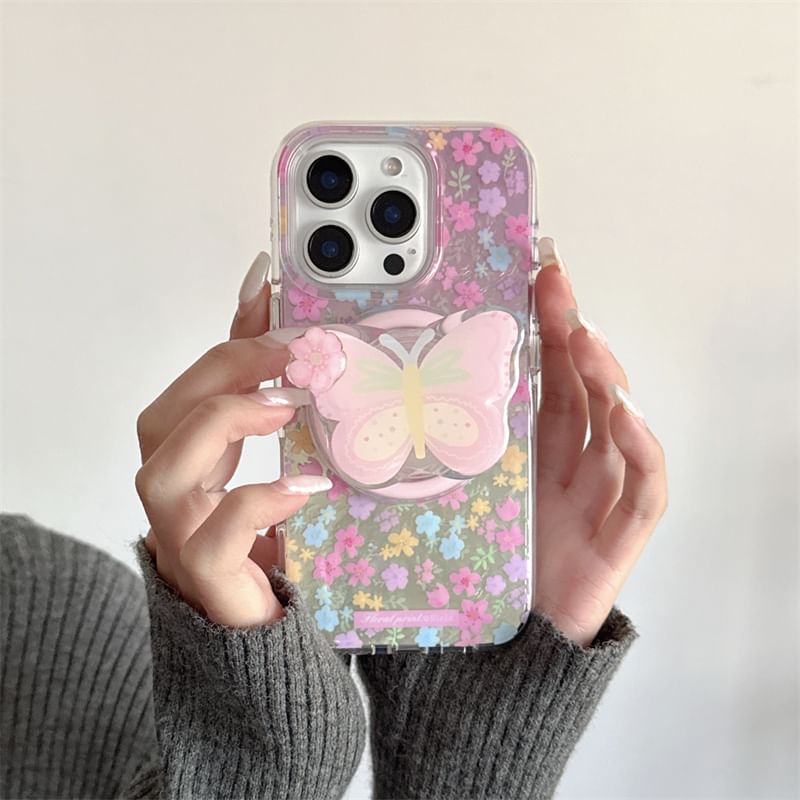 with Magnetic (Compatible Phone MagSafe) Floral Print Case