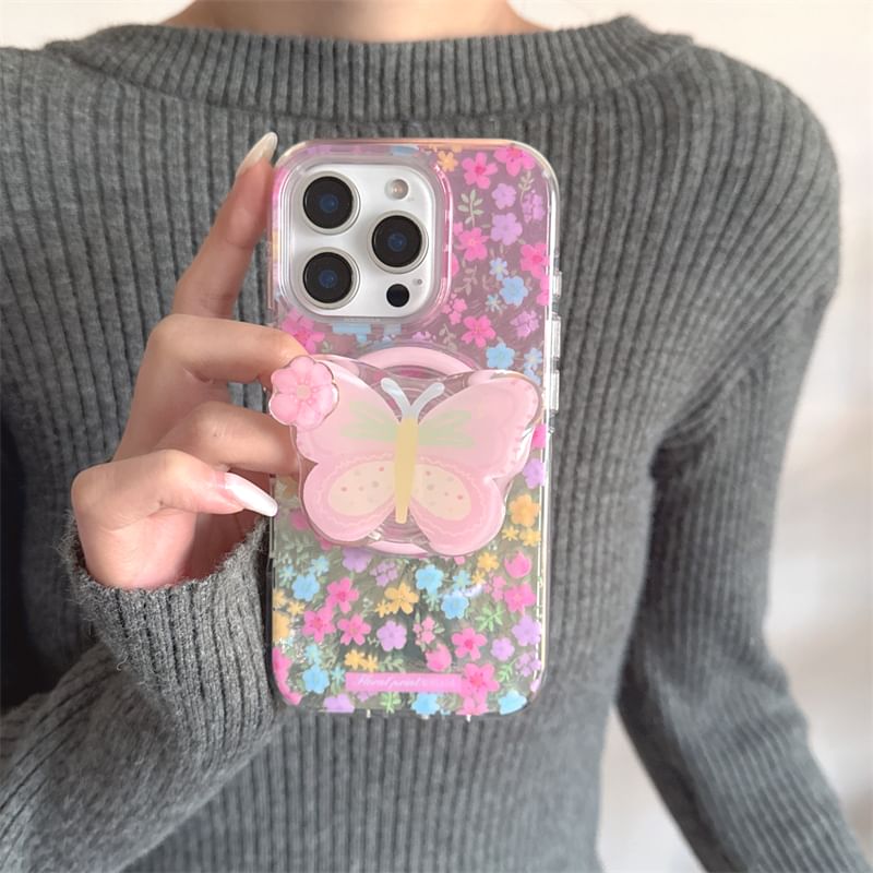 with Magnetic (Compatible Phone MagSafe) Floral Print Case