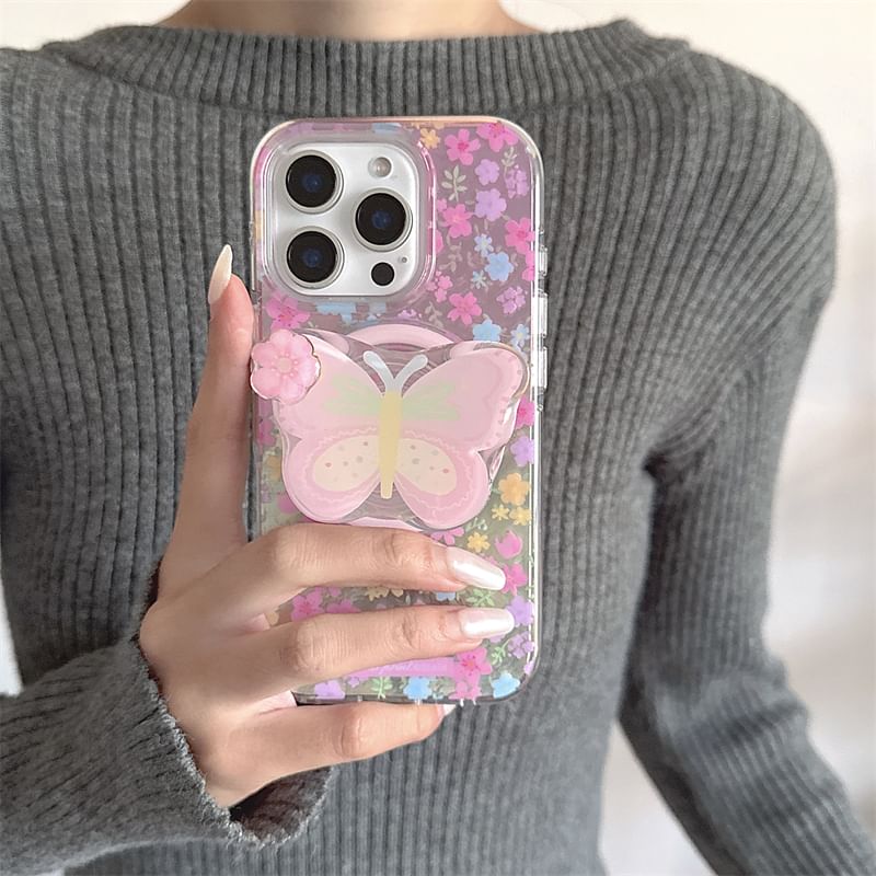 with Magnetic (Compatible Phone MagSafe) Floral Print Case