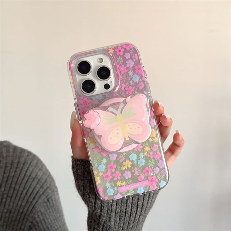 with Magnetic (Compatible Phone MagSafe) Floral Print Case