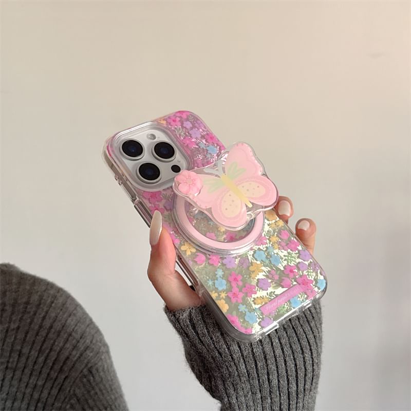 with Magnetic (Compatible Phone MagSafe) Floral Print Case