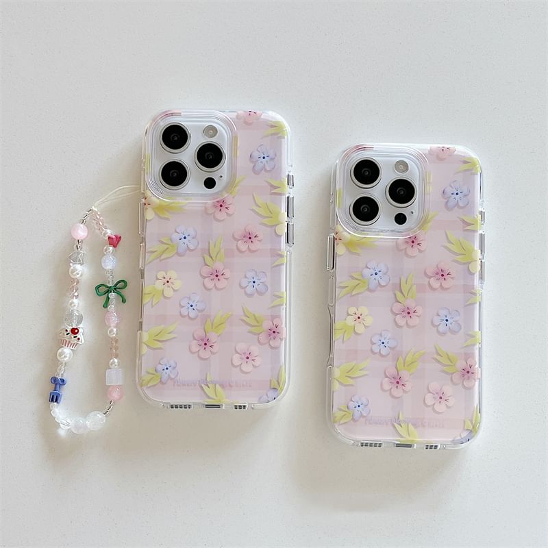 Case Floral / Strap Set Phone