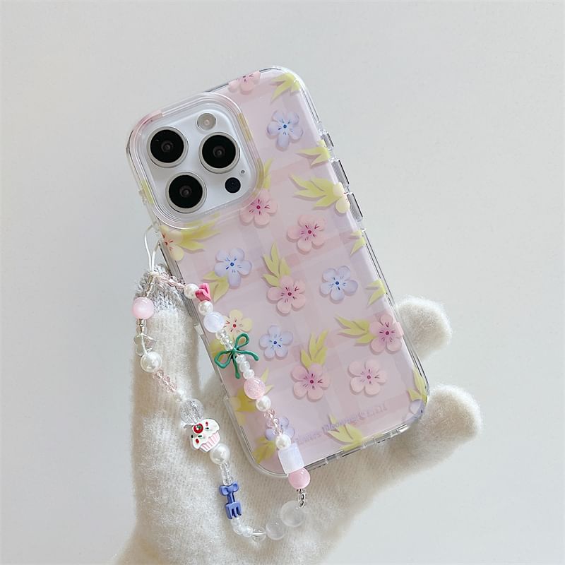 Case Floral / Strap Set Phone