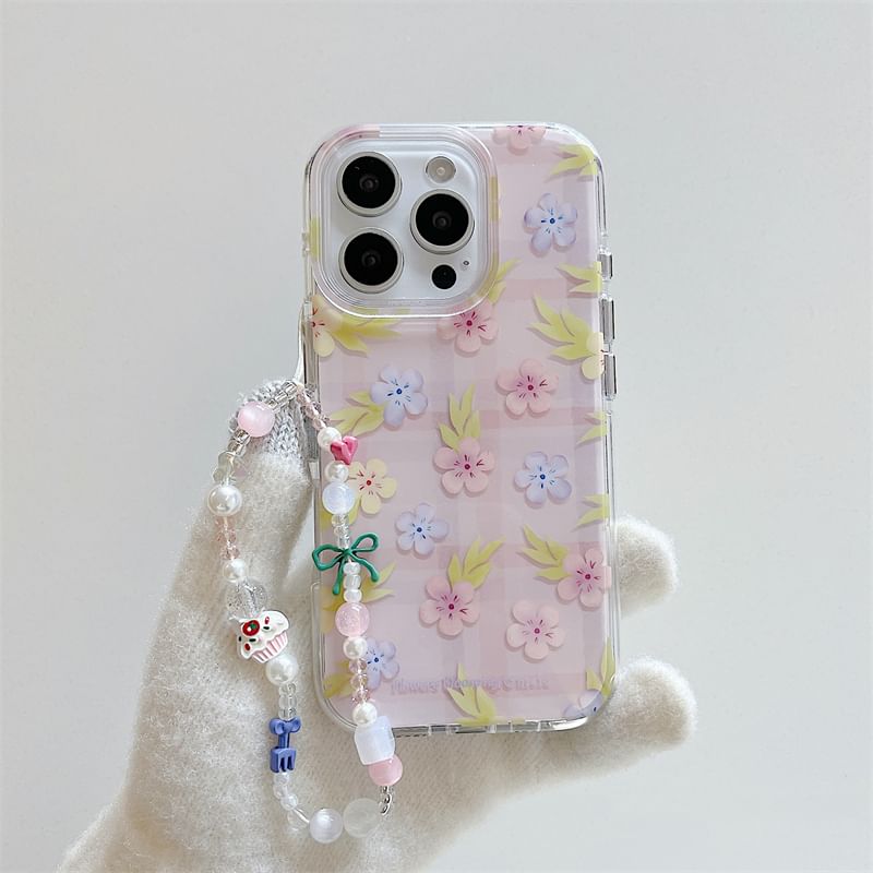 Case Floral / Strap Set Phone