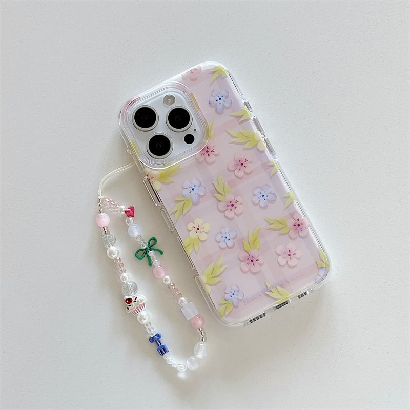 Case Floral / Strap Set Phone