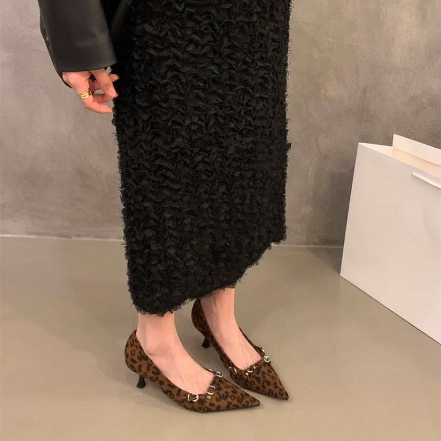 Heel Pumps Pointed Toe Buckled Kitten