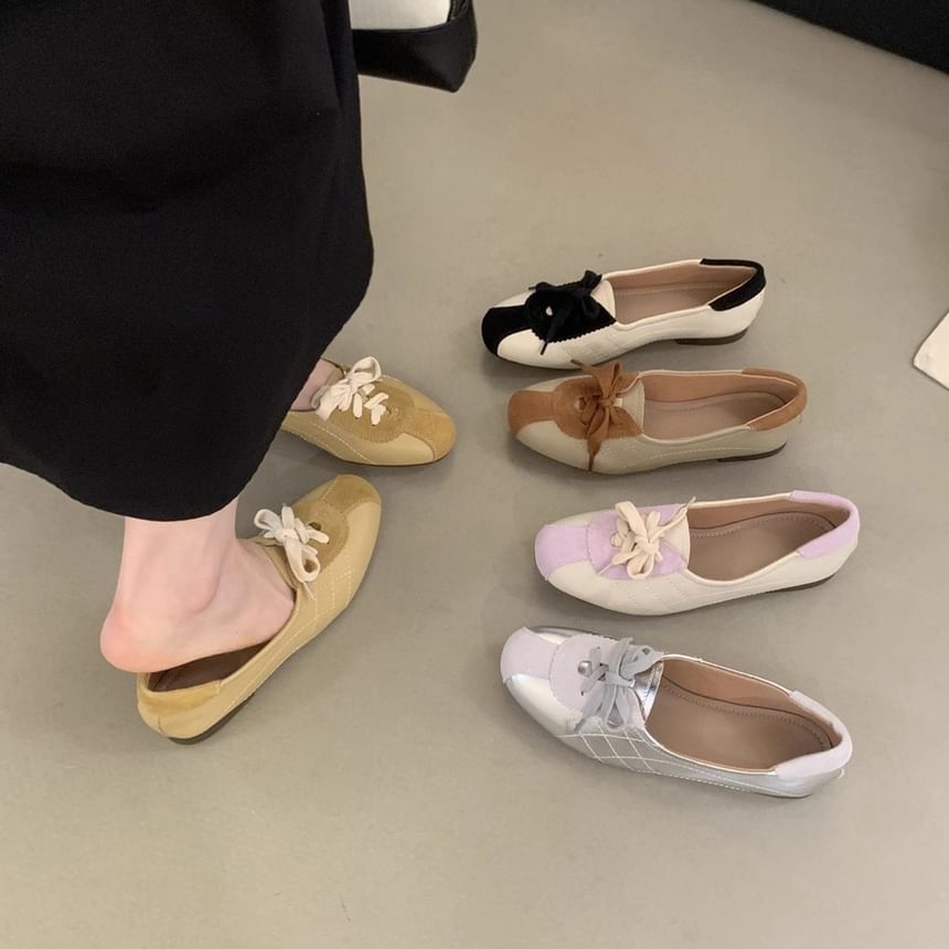 Sneakers Lace-Up Tone Leather Faux Two