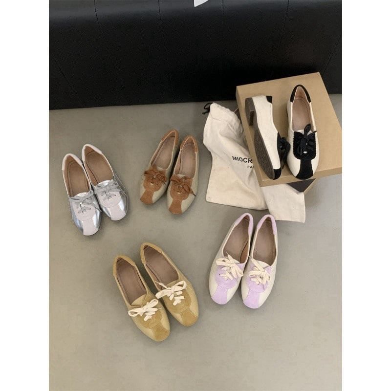 Sneakers Lace-Up Tone Leather Faux Two