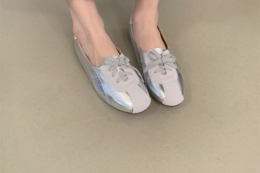 Sneakers Lace-Up Tone Leather Faux Two