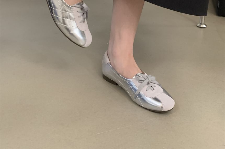 Sneakers Lace-Up Tone Leather Faux Two