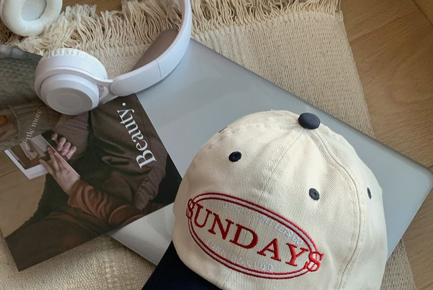 Two Tone Lettering Embroidered Baseball Cap