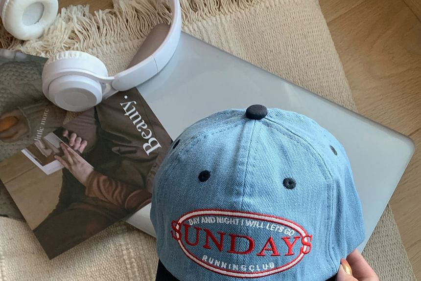 Two Tone Lettering Embroidered Baseball Cap