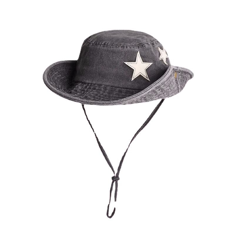 Star Applique Washed Boonie Hat