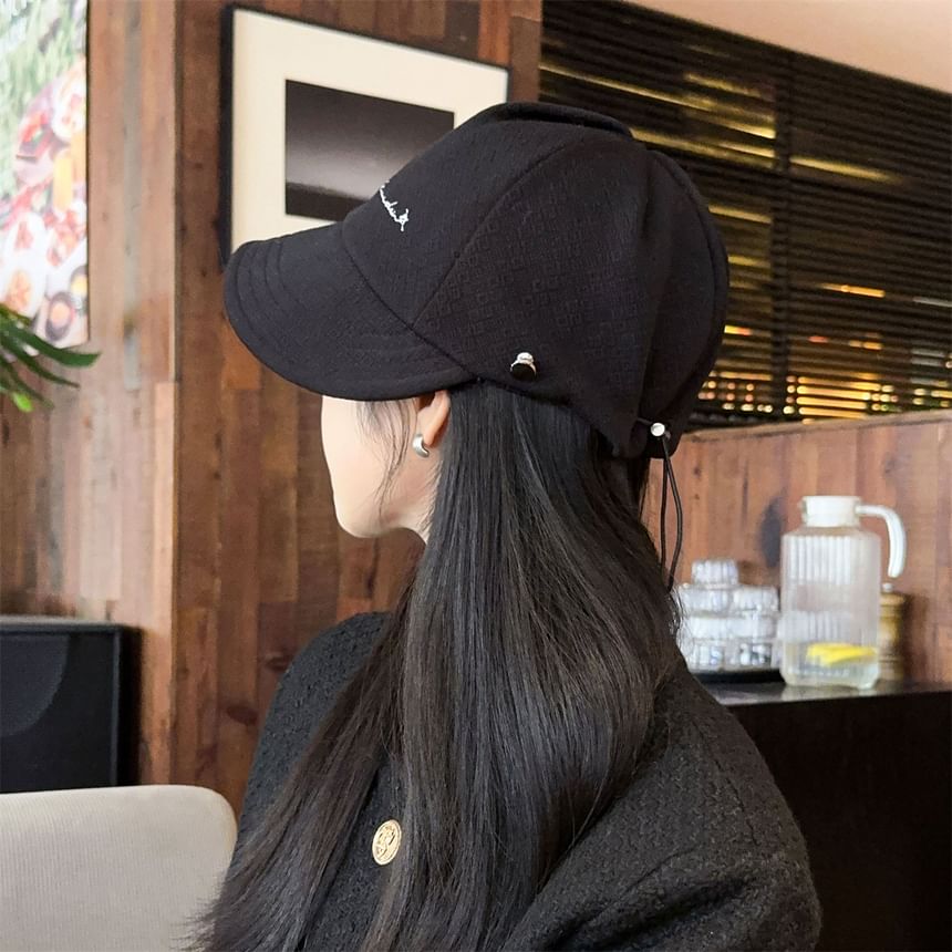 Lettering Embroidered Wide Brim Cap