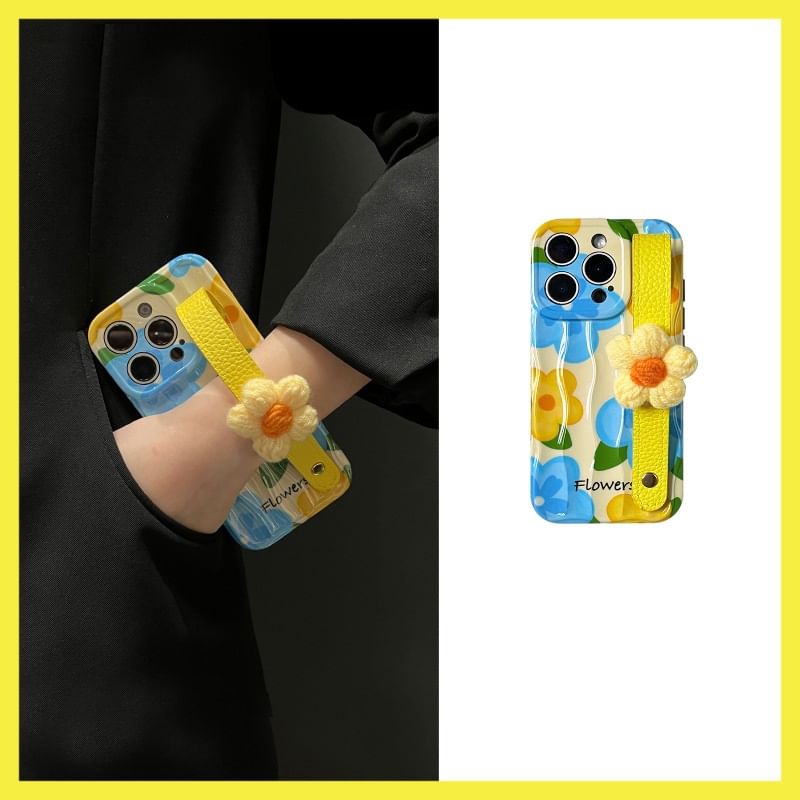 with Floral Case Strap Phone