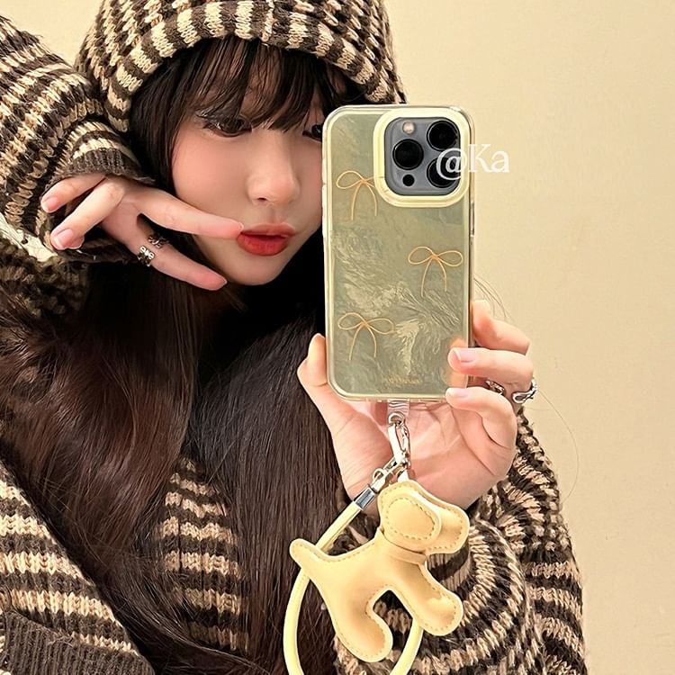 with Case Phone Dog Strap Charm Bow