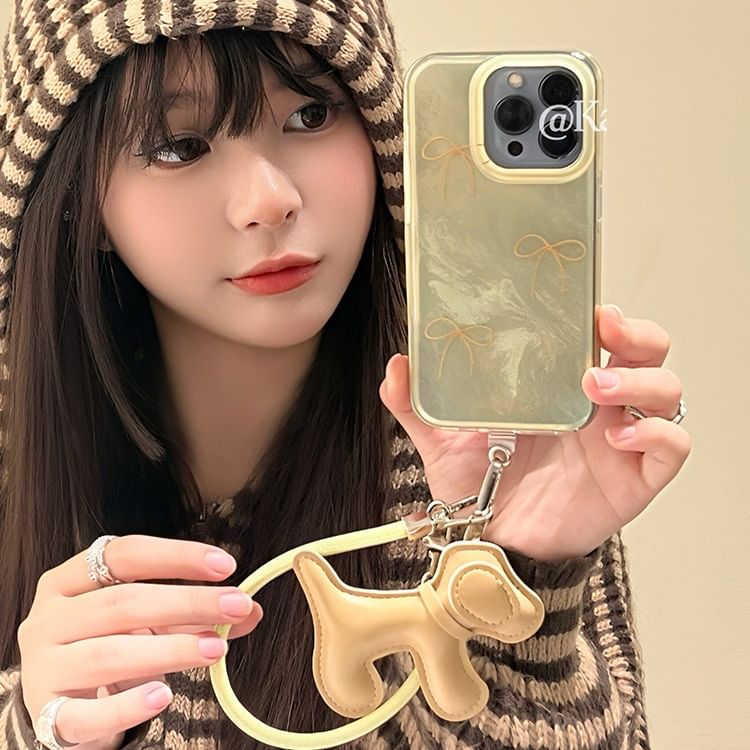with Case Phone Dog Strap Charm Bow