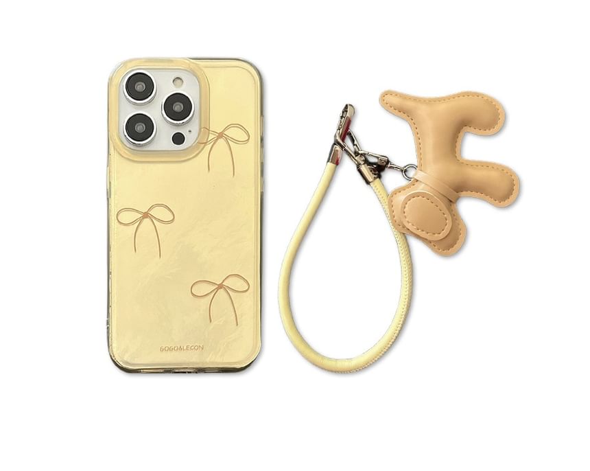 with Case Phone Dog Strap Charm Bow