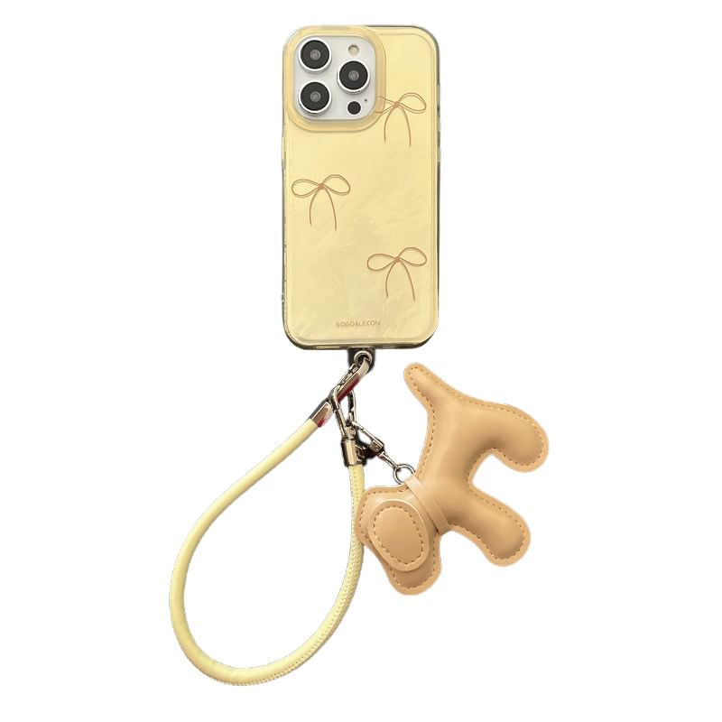 with Case Phone Dog Strap Charm Bow